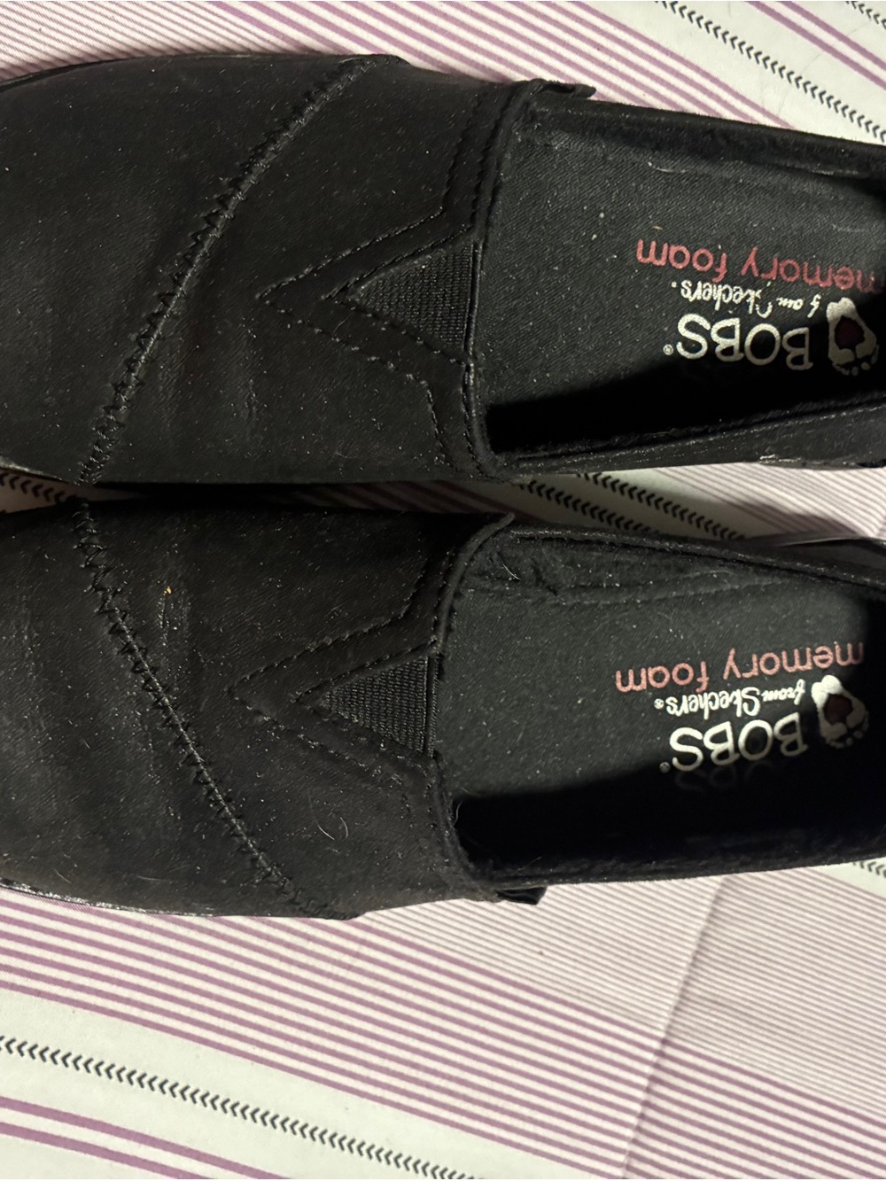 Bobs by Skechers Black textile women’s Slip-On Memory Foam Loafers